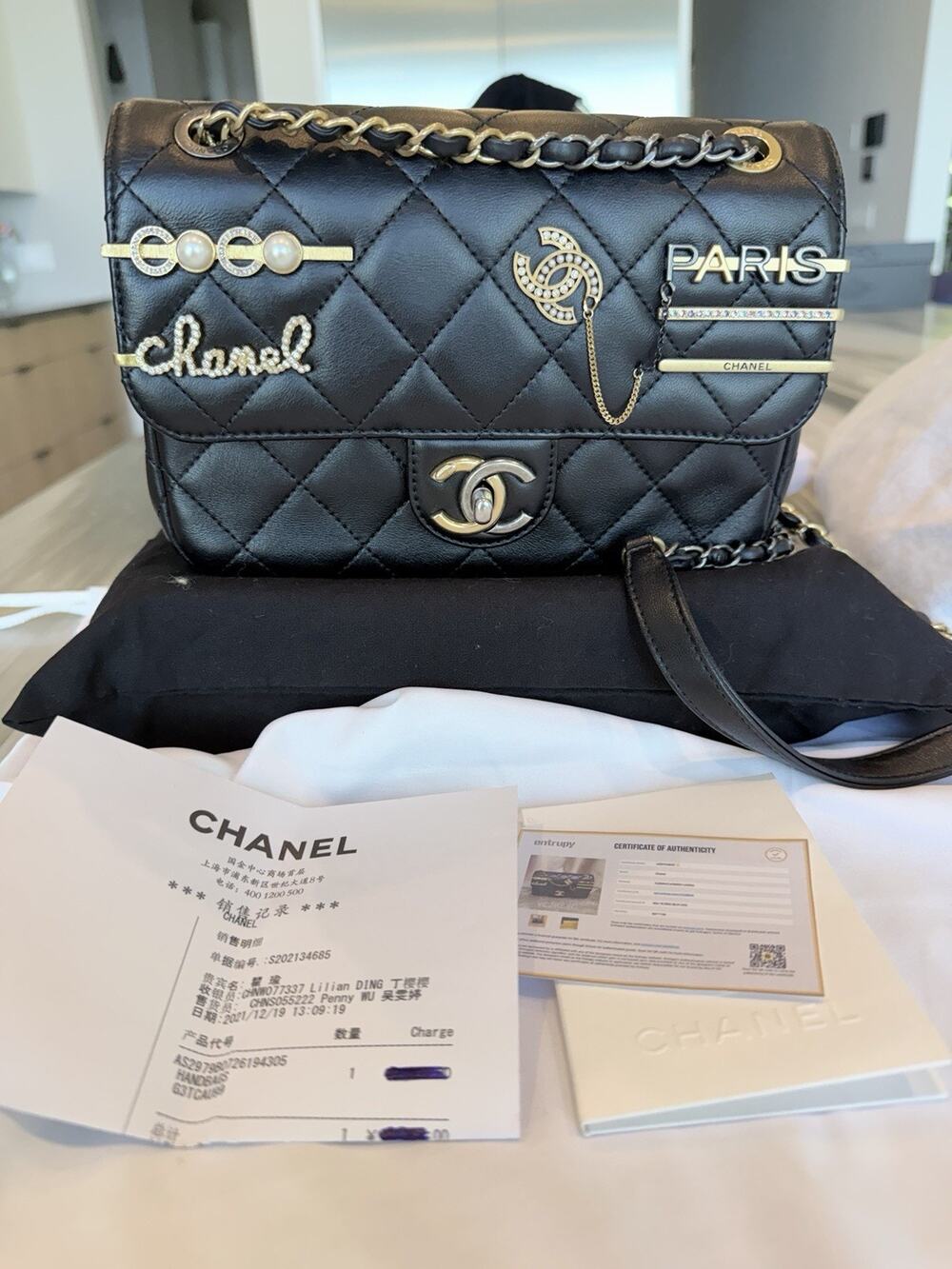 $8500 Chanel Coco Flap Bag Charms Quilted Lambskin Small (KS3590a)